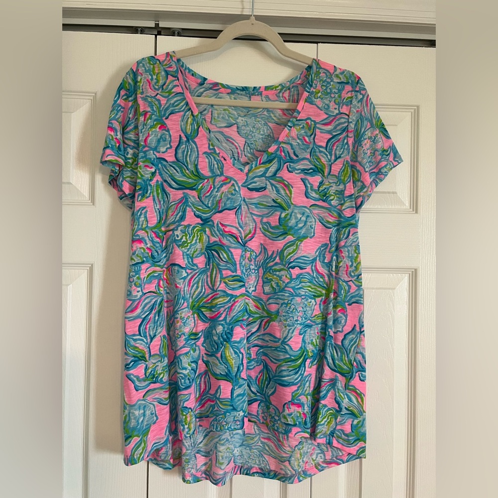 Lilly Pulitzer Blue and Pink Patterned Top